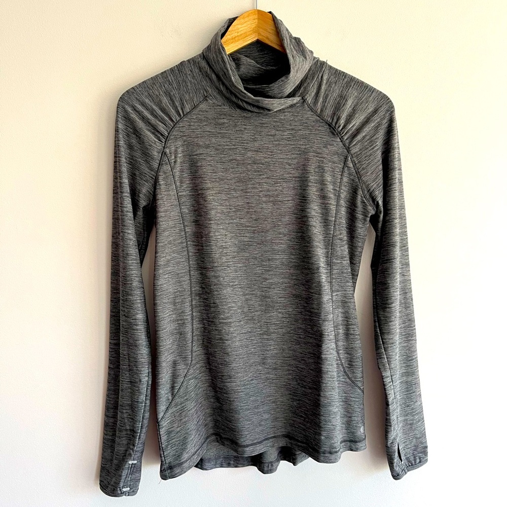 QWICK-DRY Layer 8 Gray Long Sleeve Cowl Neck Top size S
